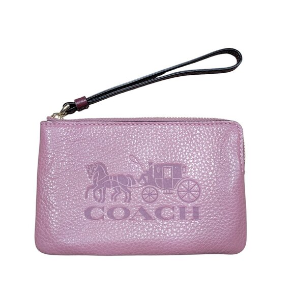 Coach Handbags - Coach Meadow Rose Pebbled Leather Corner Zip Wristlet NEW with Tag